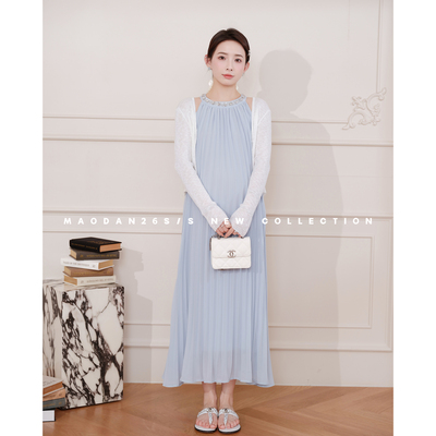 猫单【海岛雨雾】孕妇装春夏装新品温柔甜美气质开衫吊带裙两件套