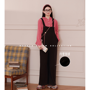 猫单【马菲棋局】【棉】娜娜的孕期穿搭孕妇冬加厚加绒背带裤套装