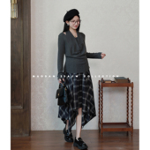 西亚麦浪 时尚 孕妇装 猫单 秋季 新品 百搭休闲风上衣半裙套装