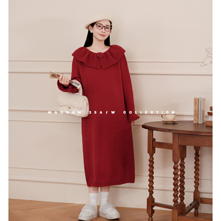 猫单【玫瑰甜心】娜娜的孕期穿搭孕妇装冬季高级感洋气新年连衣裙