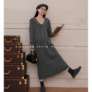 秋冬新品 猫单 孕期穿搭孕妇套装 娜娜 气质显瘦连衣裙 水手赛恩