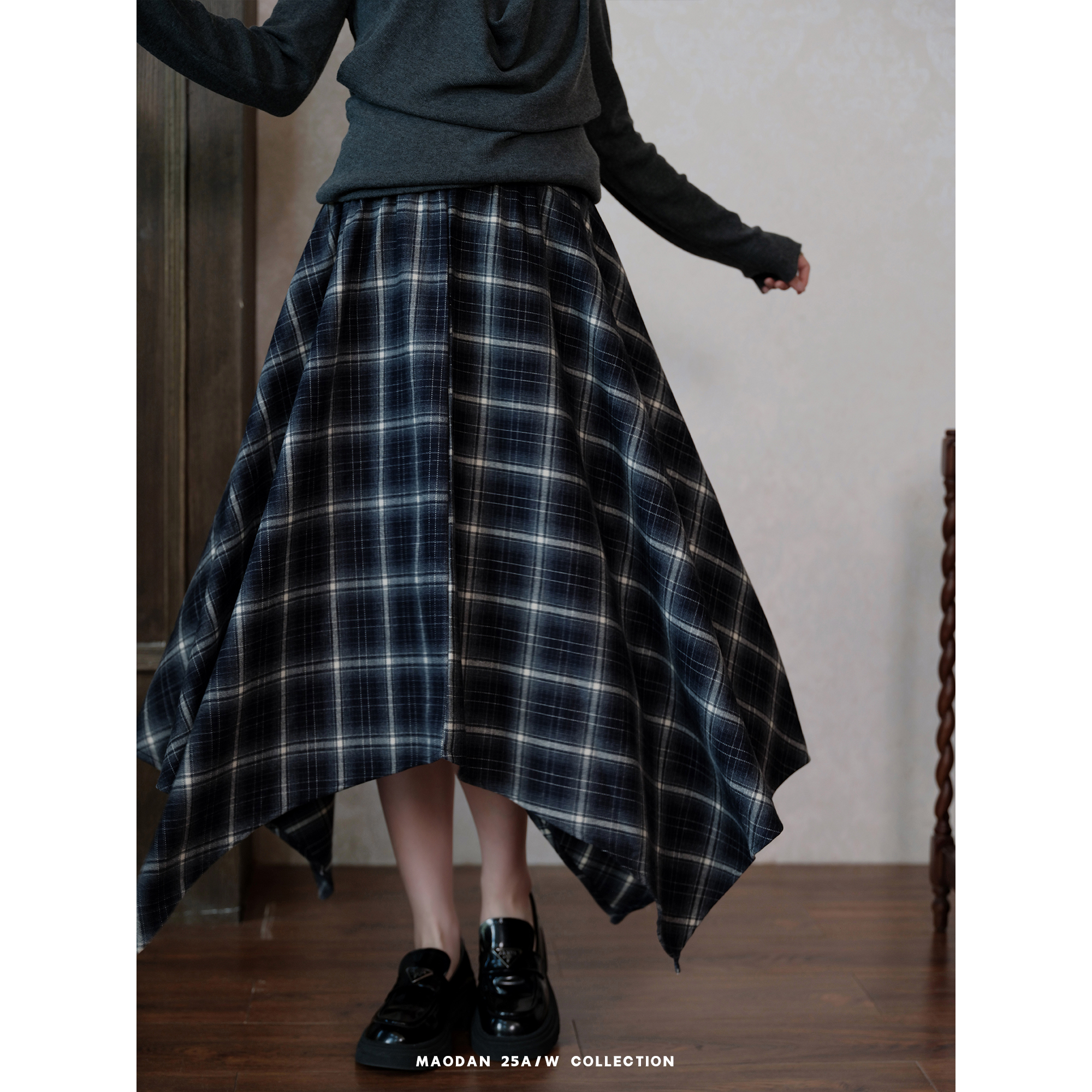 百搭休闲风半裙不规则长裙