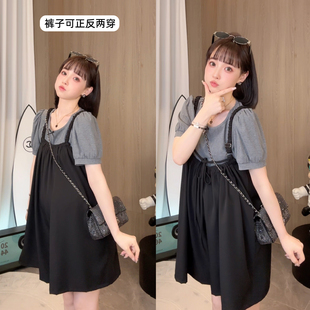 清仓【可爱时代】娜娜的孕期穿搭孕妇装夏装真两件背带裤休闲套装