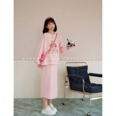 孕期穿搭孕妇装 娜娜 2026新款 卫衣套装 半裙 猫单 长袖 蜜桃汪汪