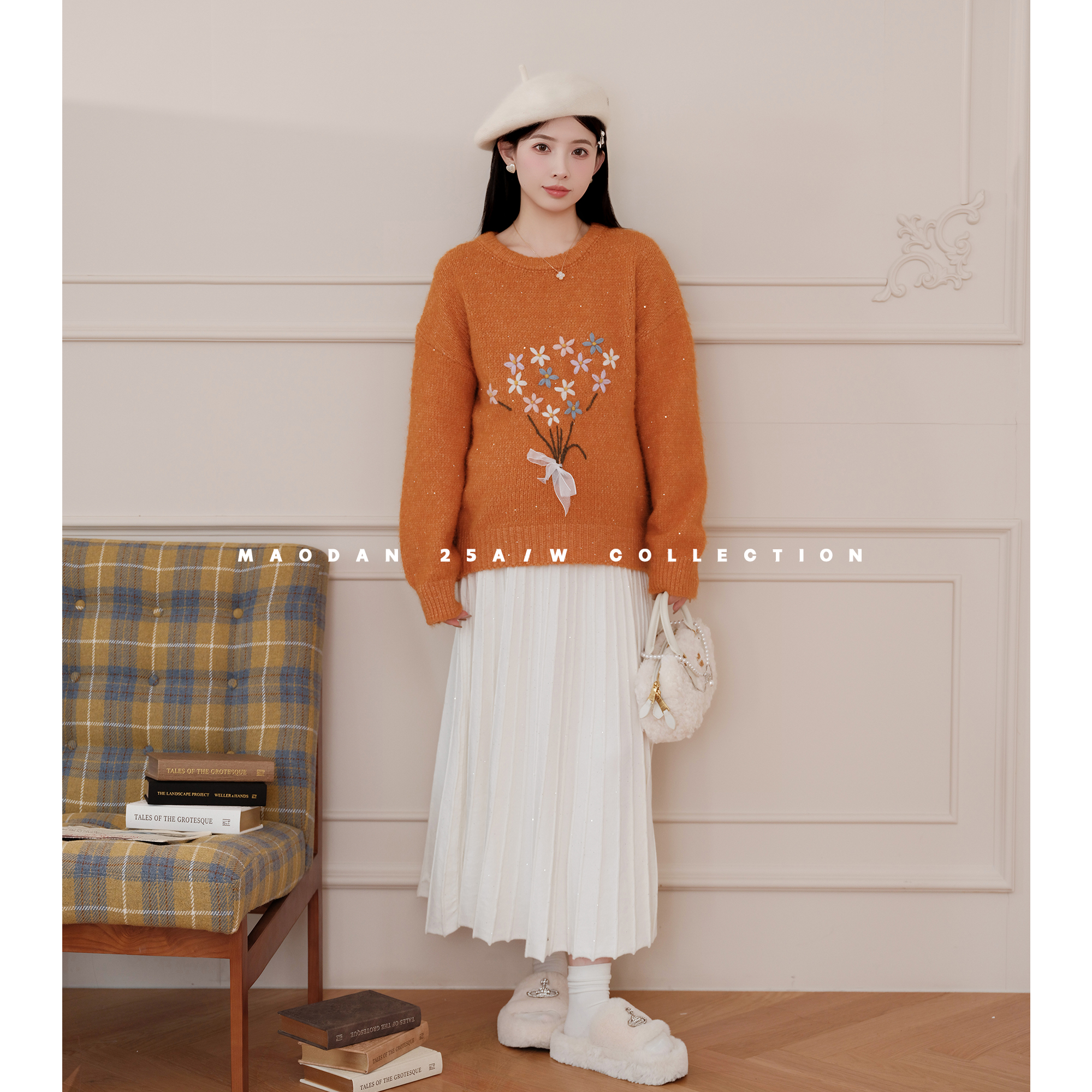 猫单【暖阳画社】【羊毛】娜娜的孕期穿搭孕妇装秋冬新品半裙套装