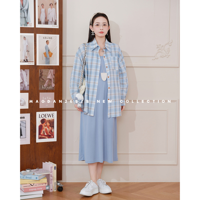 猫单【挪威蓝海】【纯棉】娜娜的孕期穿搭孕妇装春装新开衫吊带裙