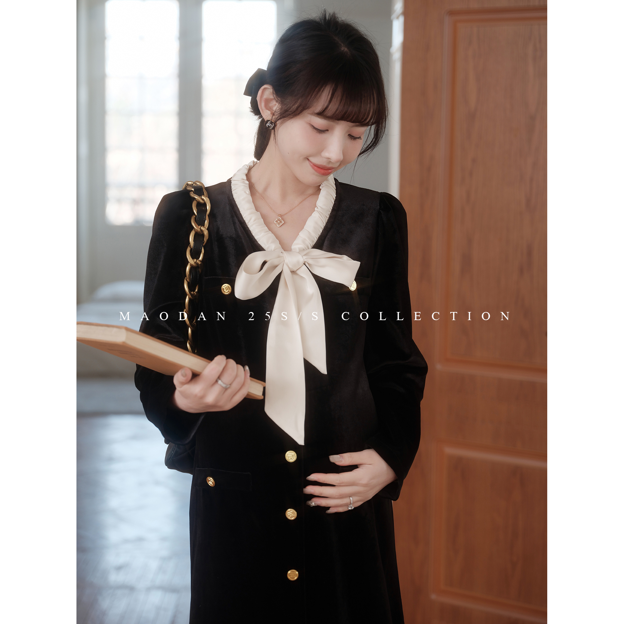 猫单2025新款春装丝绒长短款裙子