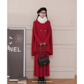 猫单 斗篷洋气时髦长裙三件套连衣裙 秋冬新款 苏黎世家 孕妇套装