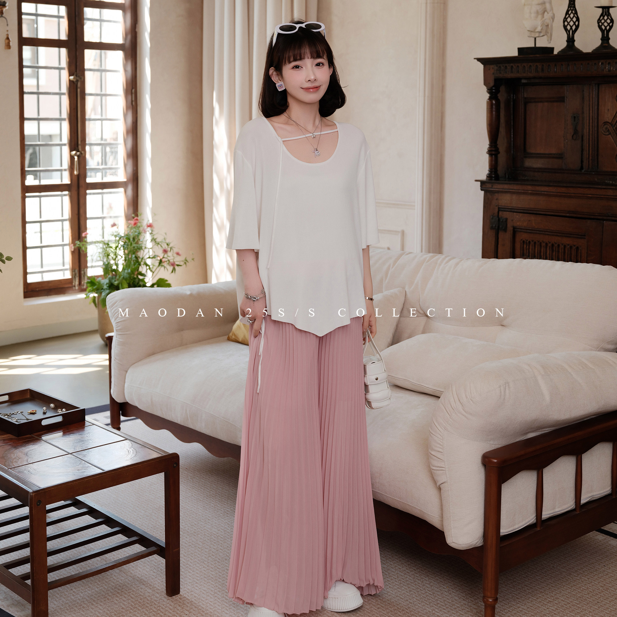 猫单【夏日杏桃】娜娜的孕期穿搭孕妇装夏季薄冰感短袖阔腿裤套装 - 娜娜的孕期穿搭 猫单出品