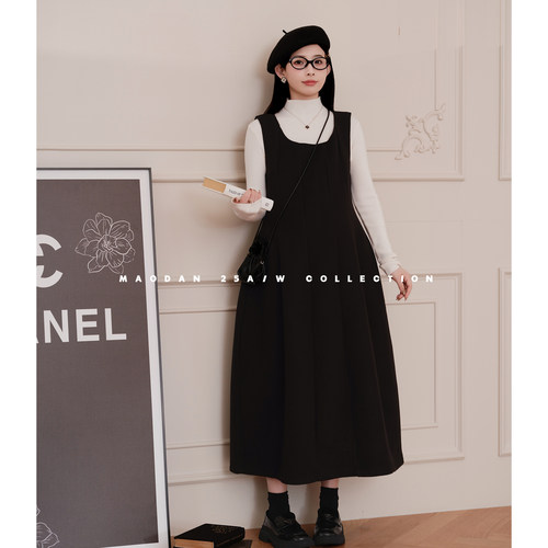 猫单【香系女孩】娜娜的孕期穿搭孕妇套装秋冬新品气质背心裙三件