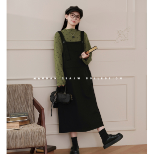 娜娜 棉 孕期穿搭孕妇装 秋冬时尚 猫单 背带裙套装 抹茶摩卡