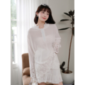 孕期穿搭孕妇装 娜娜 2026新款 春装 猫单 蕾丝半裙套装 白桃气泡