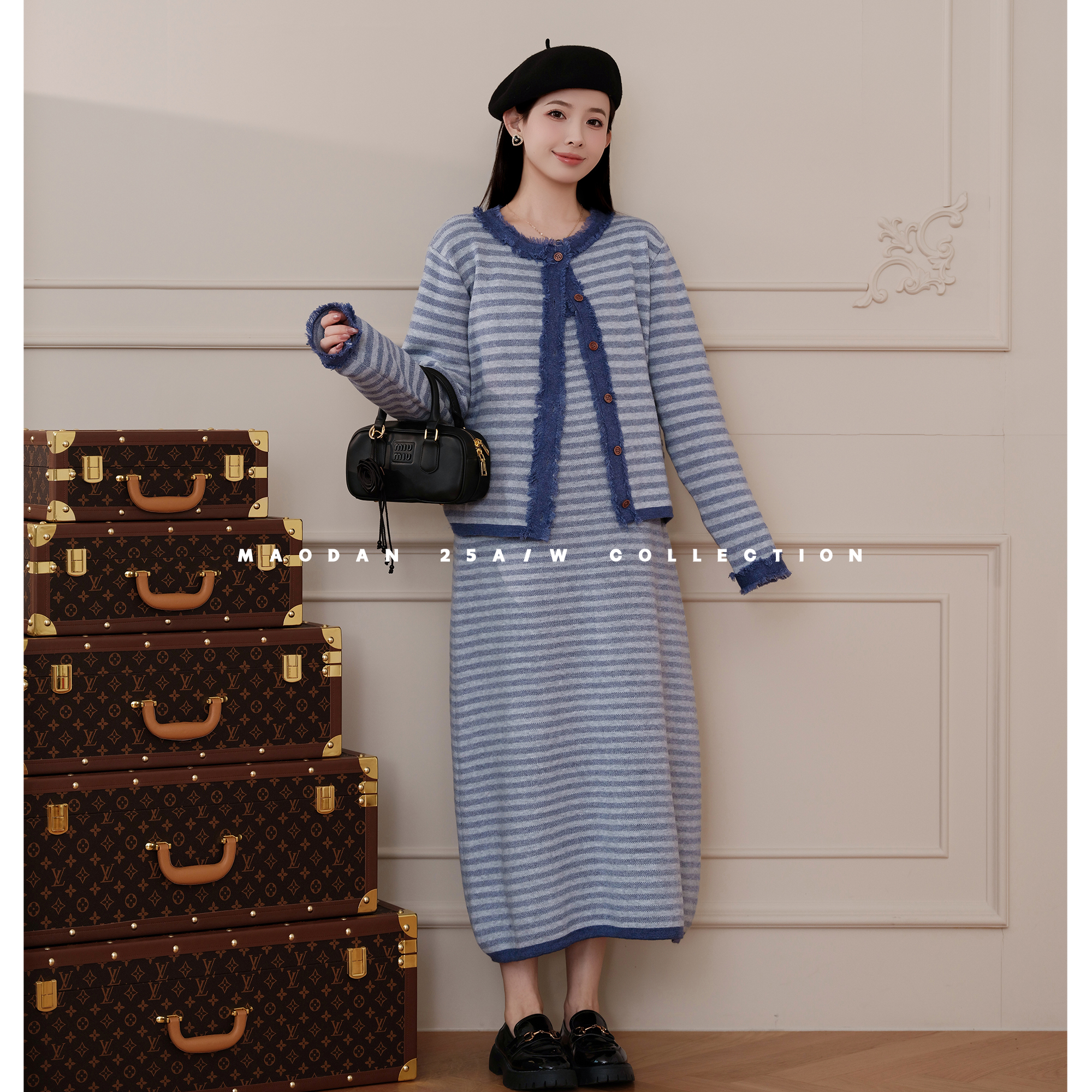 猫单【海沫冬日】娜娜的孕期穿搭孕妇套装秋冬新品气质吊带裙两件