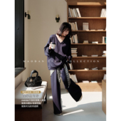 纸片人套装 新款 娜娜 春装 V领卫衣三件套 孕期穿搭孕妇装 猫单