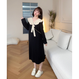 松奈黑糖 翻领孕妇连衣裙孕妇装 娜娜 时尚 秋冬款 孕期穿搭女装