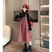 春秋背带格子连衣裙套装 猫单 孕期穿搭 孕妇装 莱蒙小镇 娜娜