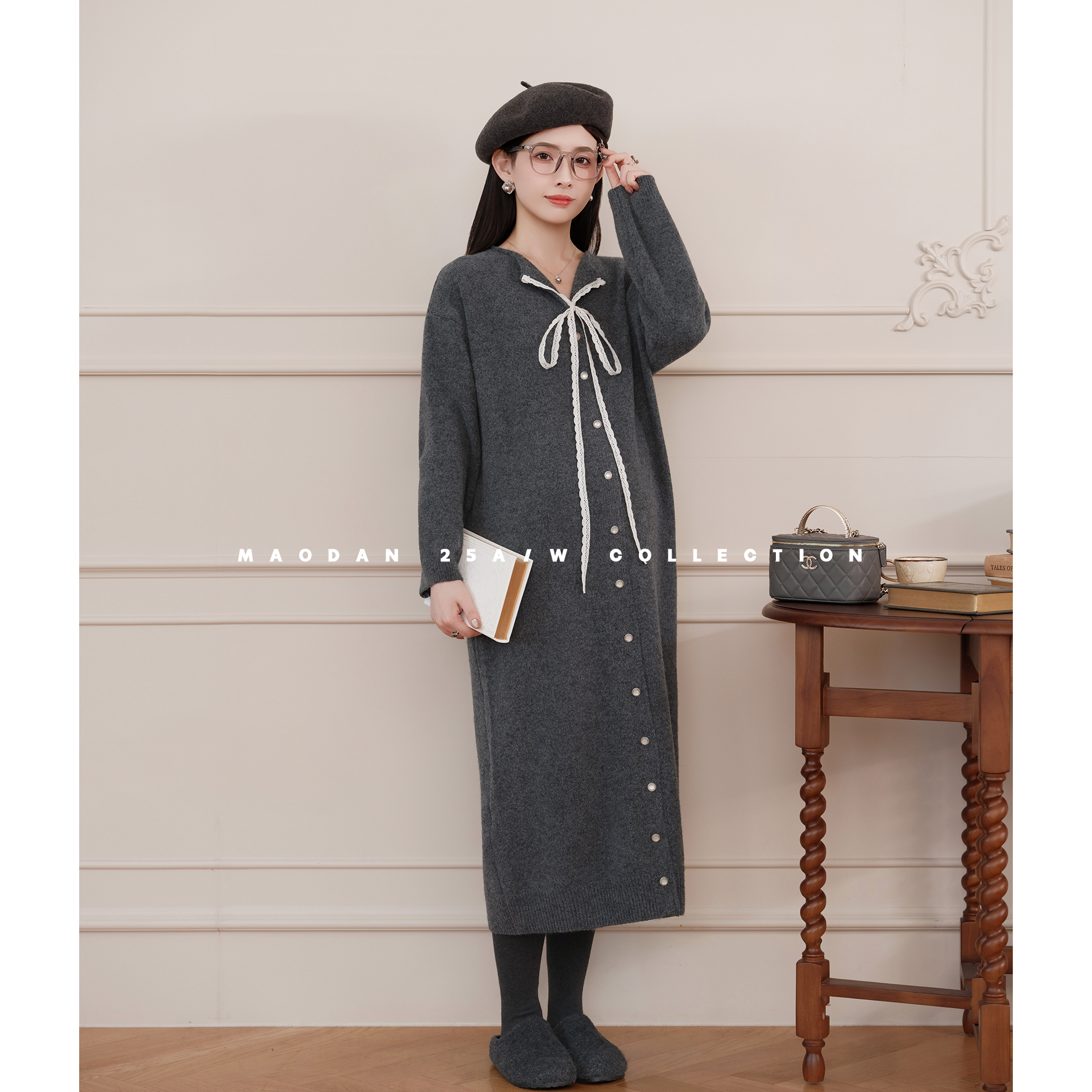 猫单【椰蓉可可】【羊毛】娜娜孕妇装冬季新品气质连衣裙针织长裙