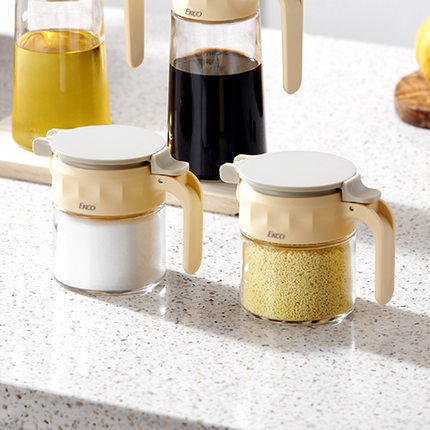 美国visions康宁EKCO密封调料罐两件套高硼硅玻璃佐料盒拆卸水洗