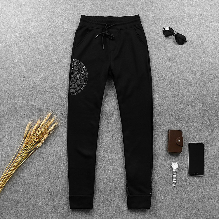 欧洲站秋冬男士修身长裤百搭休闲哈伦小脚卫裤纯棉大码弹力运动裤