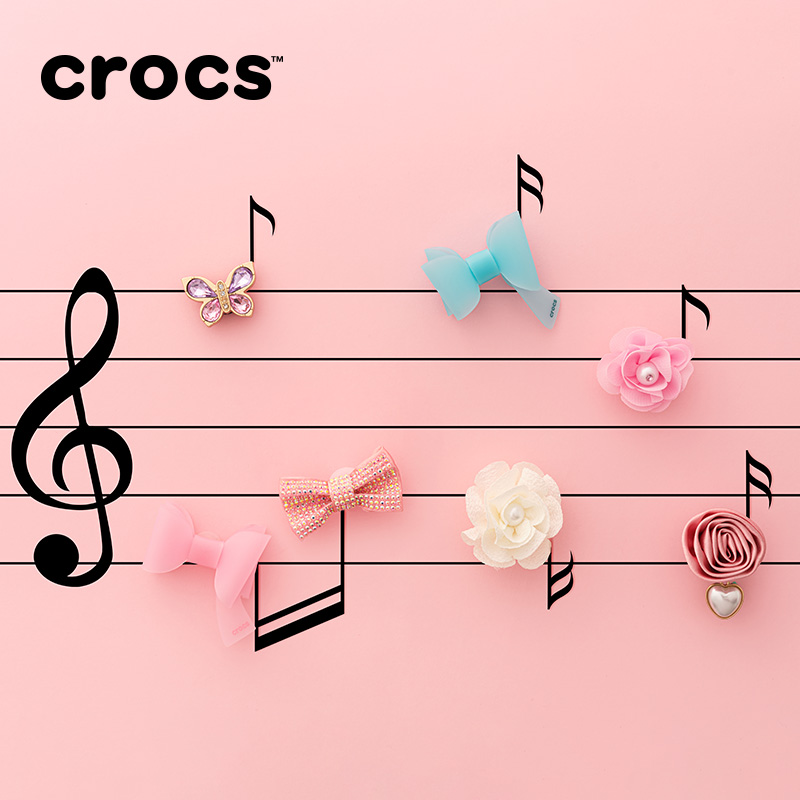 Crocs卡骆驰智必星配件洞洞鞋花质感潮流质感蝴蝶结系列