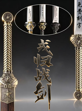 戎归之剑退伍纪念龙泉汉剑宝剑锰钢剑送礼礼物从戎之剑摆件未开刃