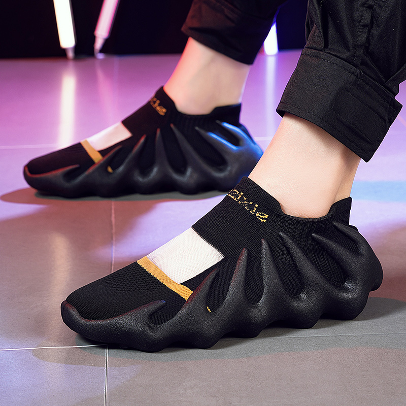 无鞋带情侣运动鞋没有鞋带袜子鞋