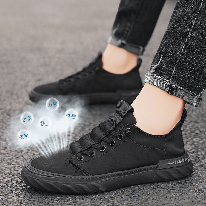 一脚蹬黑色帆布板鞋懒人雨伞布鞋