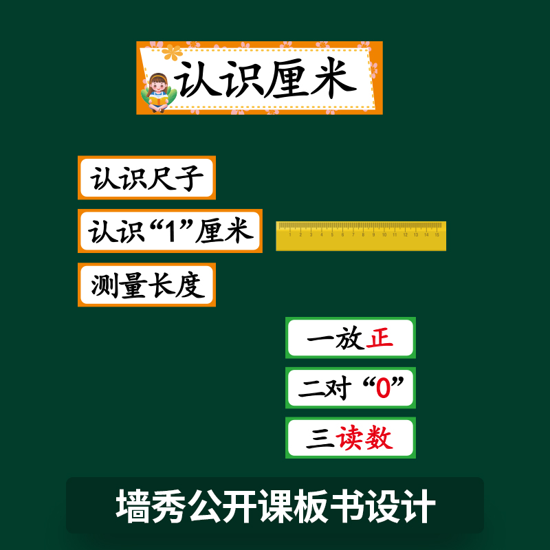 认识厘米二年级数学上册公开课磁性板书贴片老师用黑板教具设计