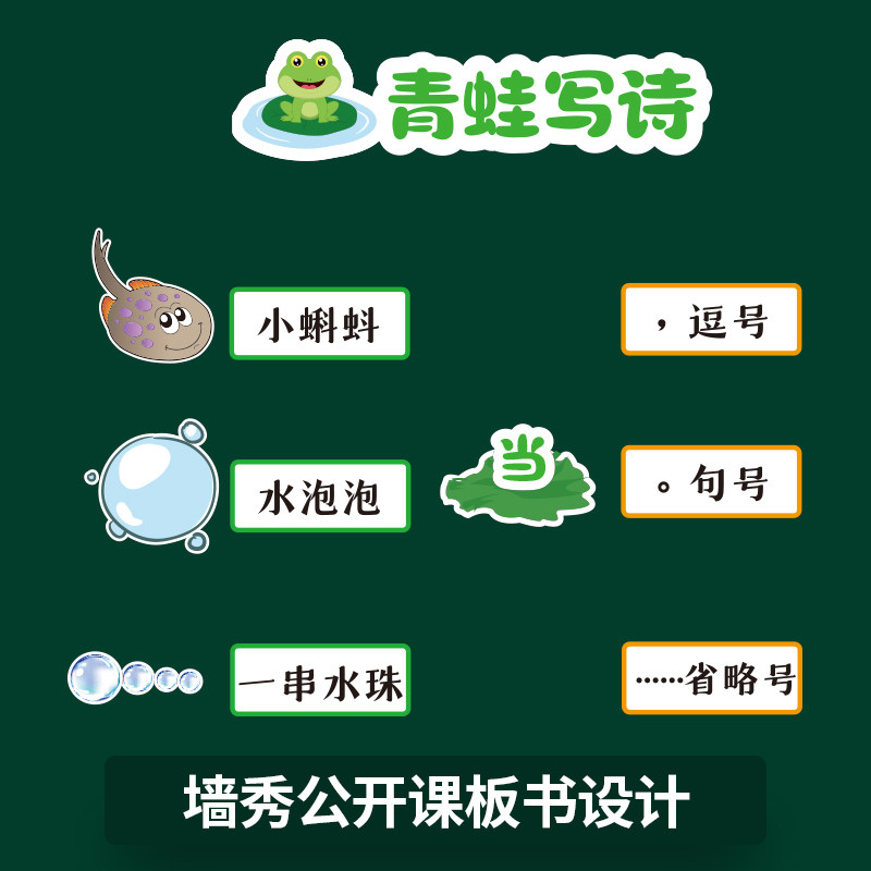 青蛙写诗一年级语文上册公开课磁性板书贴片老师用黑板教具设计