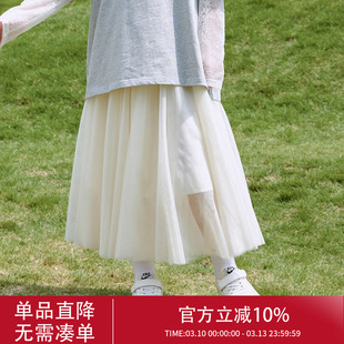 女童半身裙2026新款儿童绝美纱裙女大童洋气蓬蓬裙白色半裙长款夏