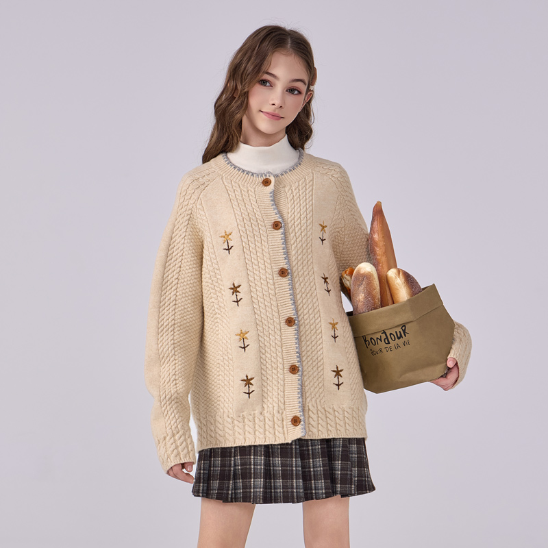 女童针织开衫2025新款儿童洋气时髦外套女大童秋冬超好看女款童装