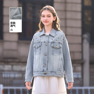 女童外套2026新款学院风短款小个子外套儿童牛仔韩系超好看童装春