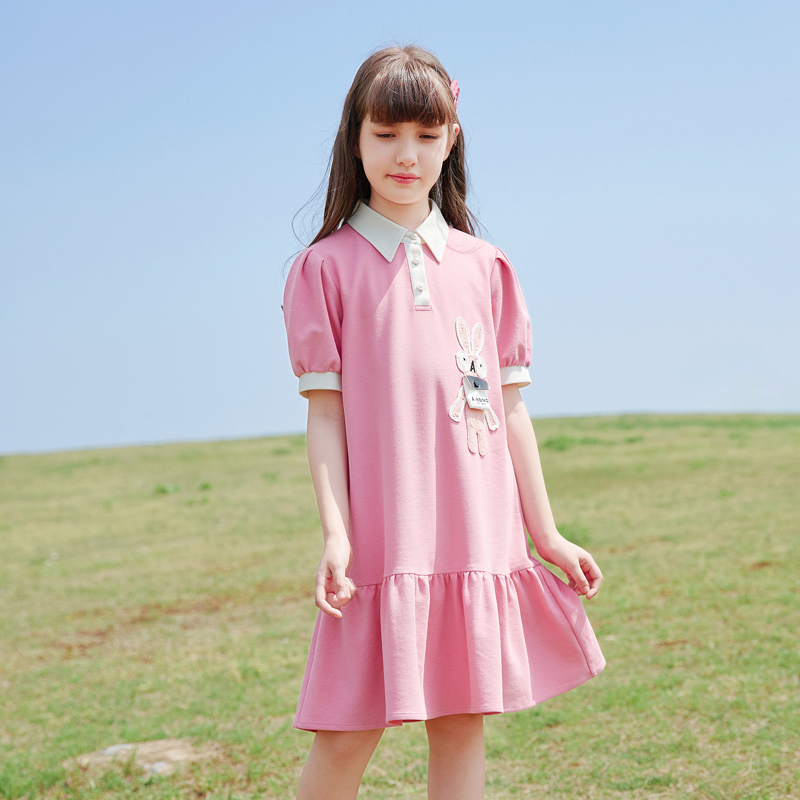 女童连衣裙夏季儿童卫衣裙夏装洋气大童公主裙2025新款学院风童装