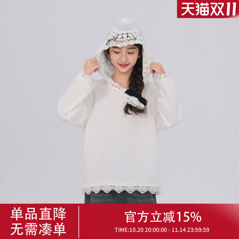 女童打底衫内搭春秋儿童2025新款长袖t恤超好看白色纯棉春装上衣T
