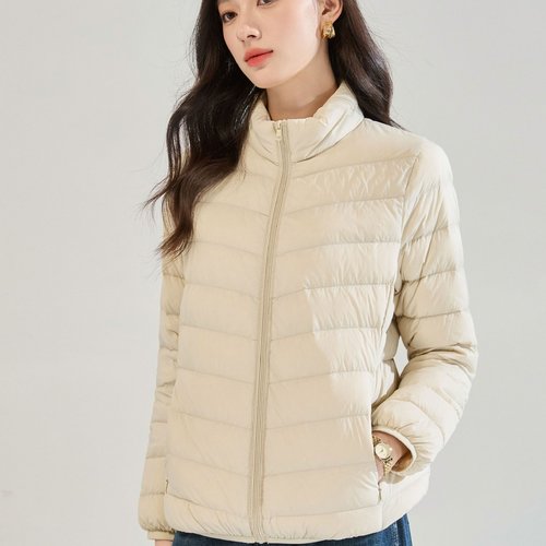 2025冬季新国标90绒简约休闲立领轻薄款排骨羽绒服短款外套25597