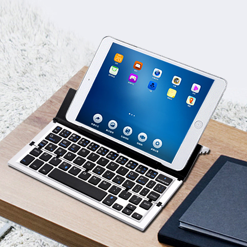 ipad无线蓝牙折叠键盘手机平板电脑便携式铝合金键盘三系统通用