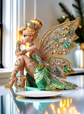 跨境新款花仙子精灵亚克力卧室客厅家居桌面摆件组装道具装饰品