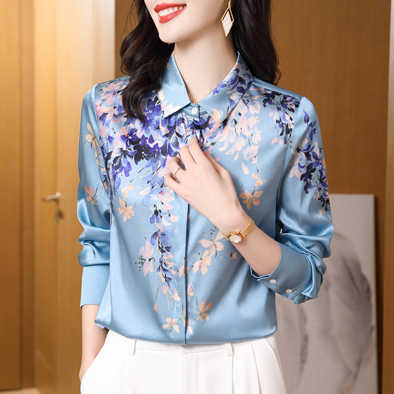 2025桑蚕丝印花丝绸衬衫女装