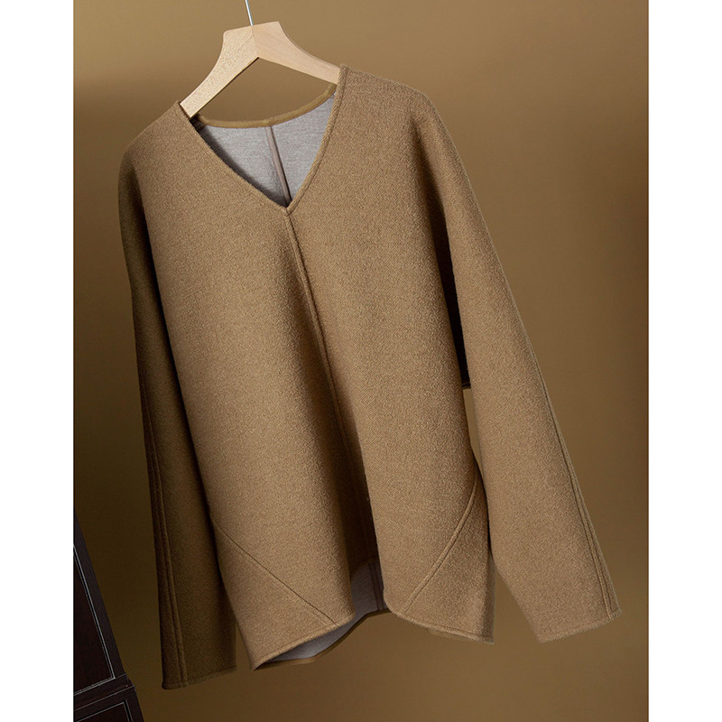 亏清 绵羊毛毛呢长袖V领上衣/阔腿长裤套装女轻奢休闲两件套秋冬,女装/女士精品,时尚套装,淘宝优惠券,粉丝福利购,淘宝优惠卷