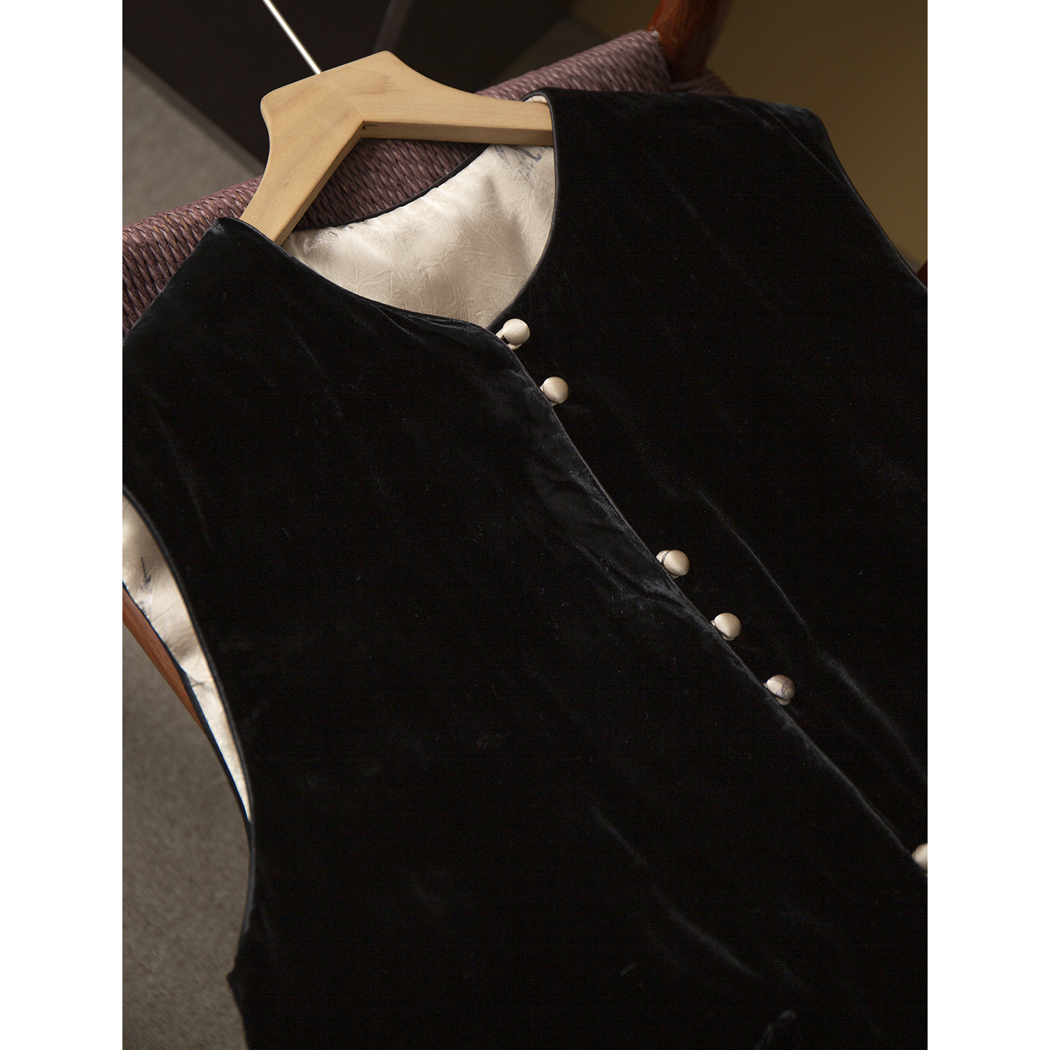 高端90白鹅绒双面穿新中式丝绒鹅绒服马甲外套女国风真丝羽绒服冬