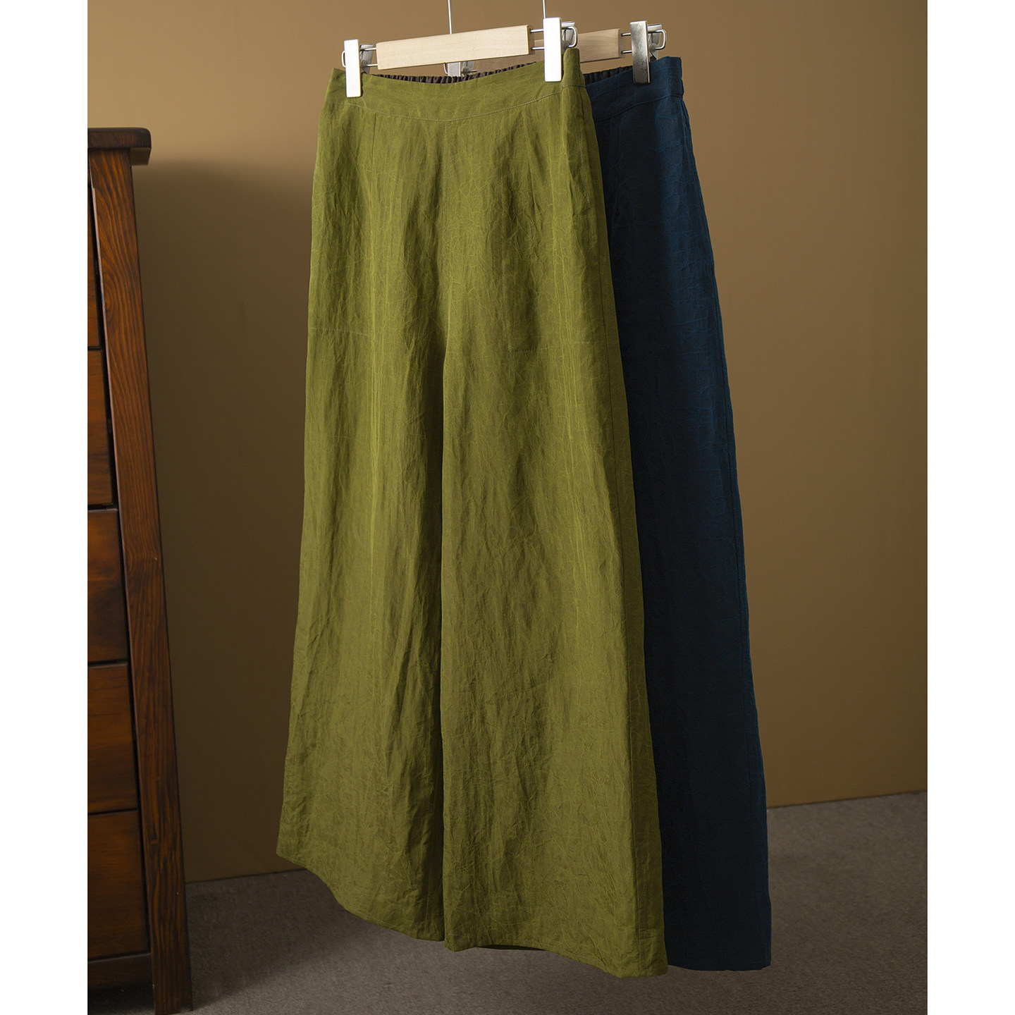 丝艺 浮利不补货 高腰双面穿100桑蚕丝龟裂纹香云纱真丝阔腿长裤