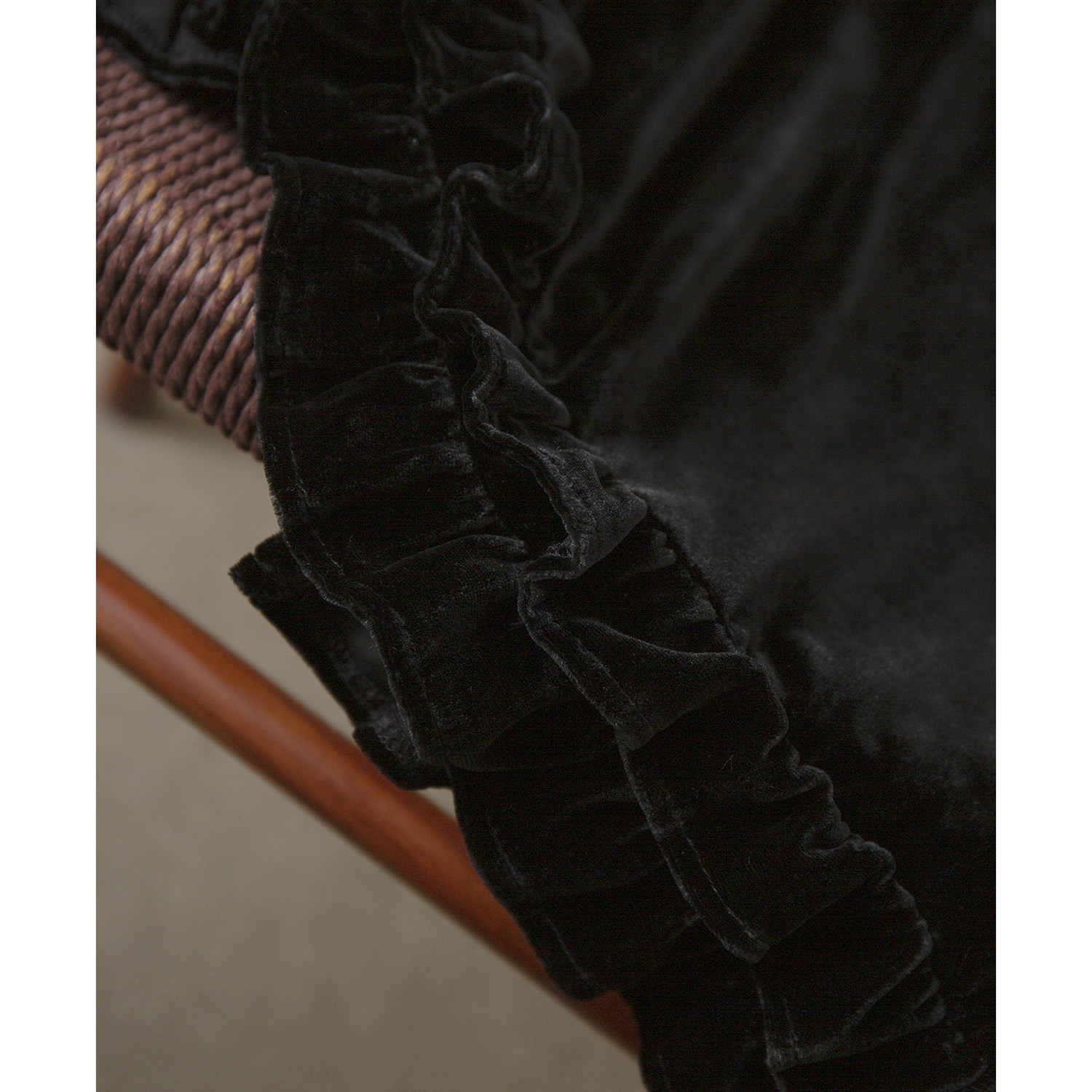 丝艺 半松紧腰丝绒半身裙小黑裙侧开叉新中式复古百搭真丝a字半裙