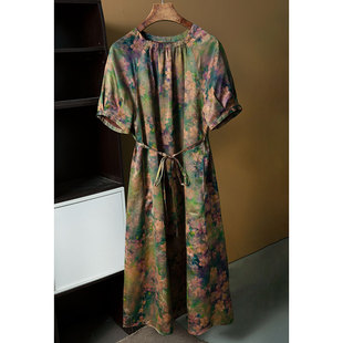 双面穿轻奢设计感红云纱绞萝100%桑蚕丝香云纱真丝连衣裙夏 现货