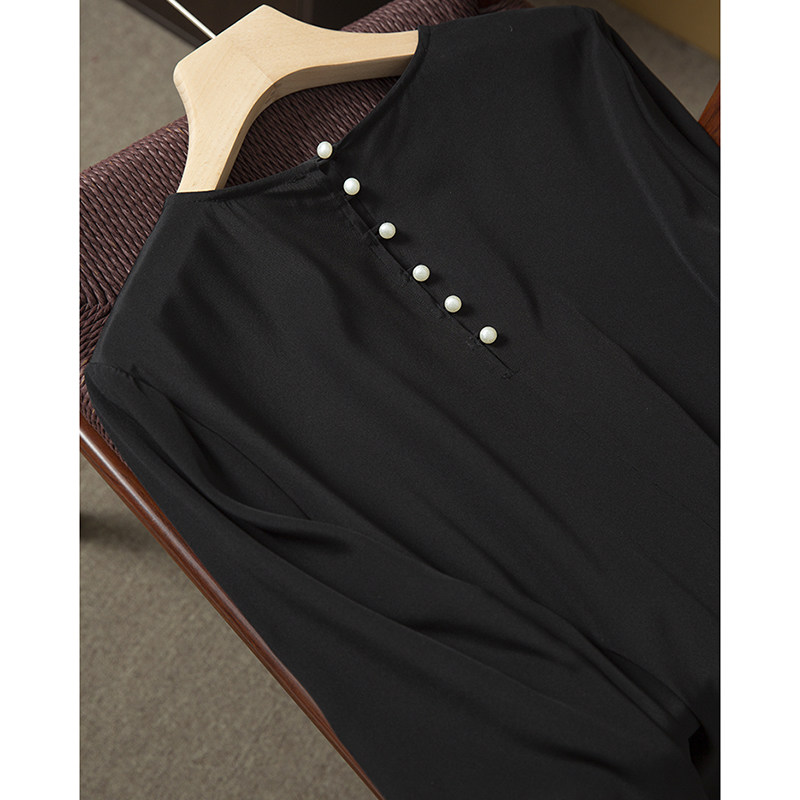 特价 大用料100%桑蚕丝重绉26姆米真丝连衣裙定制珍珠扣小黑裙夏