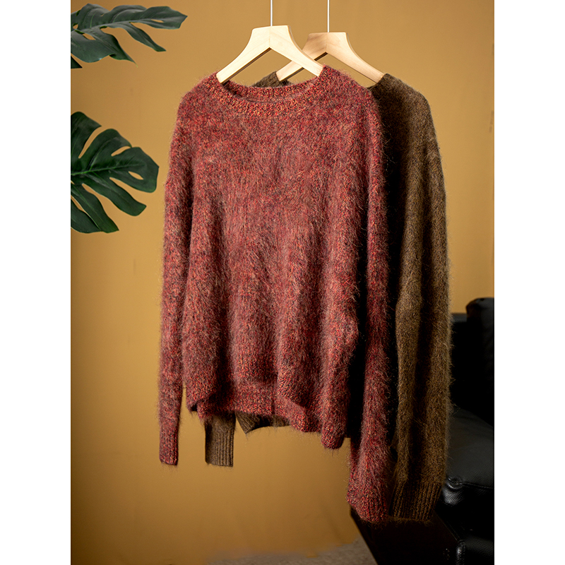 丝艺 100%山羊绒圆领羊绒衫毛衣时尚外穿百搭慵懒针织衫加厚早秋