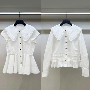 北欧小众 2026早春甜美减龄娃娃领荷叶边设计感衬衫修身上衣女