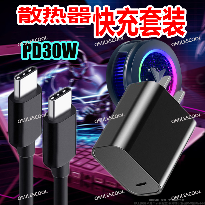 适用于飞智散热器充电器头30W数据线PD快充B6/B6X/B5X/B5手机散热器超频加长充电线套装