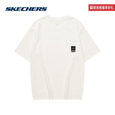 Skechers斯凯奇2025秋男女圆领宽松短袖针织衫 L324U147/0074