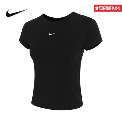 耐克女短袖夏季刺绣LOGO圆领透气运动高腰半袖T恤FV5509-010