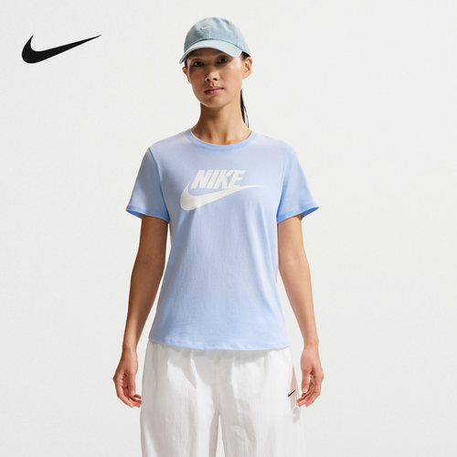 nike耐克女子印花T恤夏新款棉质休闲轻便透气圆领短袖DX7907-407